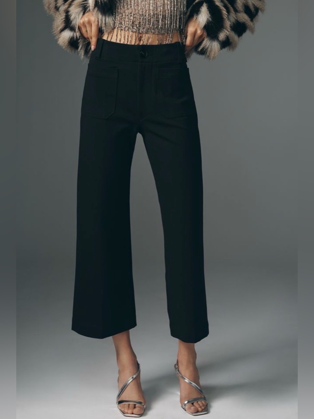 Maeve Anthropologie The Colette Ponte Cropped Wide-Leg Pants Women’s 27 Black